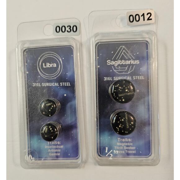 Mixed Zodiac Constellation Ear Jewelry Plug 316L Surgical Steel Bundle Lot of 7 - Picture 6 of 9